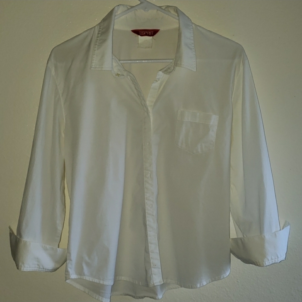 White snap button blouse